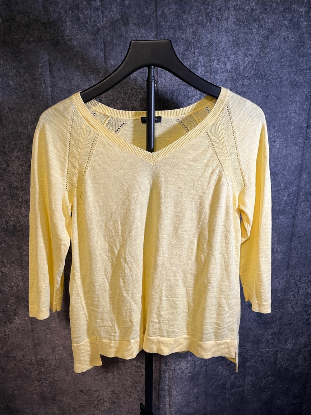 Talbots Light Yellow V-Neck Knit Top